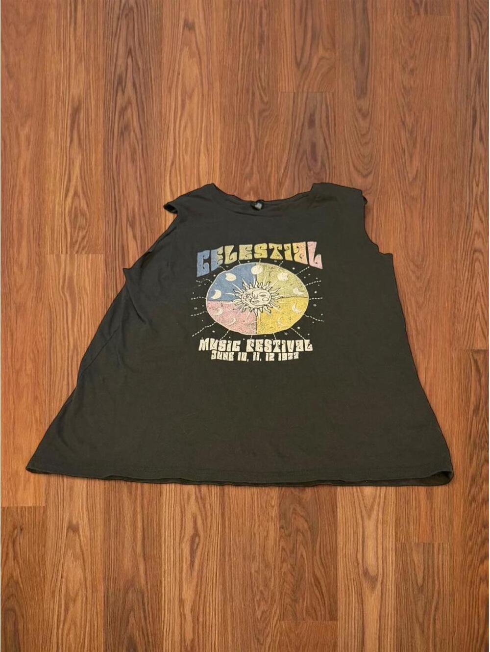Anvil 1999 Celestial Music Festival Tank Top M DIY Cut Sun Moon Y2K